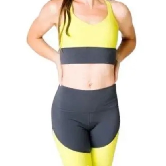 ZYIA Yellow and Gray Performance Leggings - Picture 2 of 4